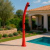 DOCCIASOLARE-RIO-ROSSO-BLACKMATT MPC Ducha Solar Roja en Polietileno HD altura 226 cm diámetro del cabezal 10 cm tanque de 25 litros accesorios de bronce ideal para jardín y piscina DOCCIA SOLARE RIO