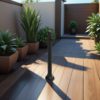 FONTANA-ALU-ACQUA-NERA Fuente De Jardín De Aluminio Duradero Con Conexión Lateral Compatible Con Acoplamientos Rápidos Para Manguera Fácil De Montar Ideal Para Exteriores Diseno Duradero y Práctico