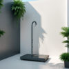 LUNA-ALU-GRIGIA-LED SINED Ducha Exterior de Aluminio Gris con Soporte LED Cuadrado Termómetro LCD y Doble Conexión de Agua Altura de 2235 cm Ideal para Uso Interior y Exterior LUNA ALU GRIGIA LED