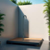 LUNA-ALU-GRIGIA-SENSOR SINED Ducha jardín de aluminio gris con rociador LED de 3 chorros y doble conector puede colocarse en interiorexterior Agua caliente y fría LUNA-ALU-GRIGIA-SENSOR